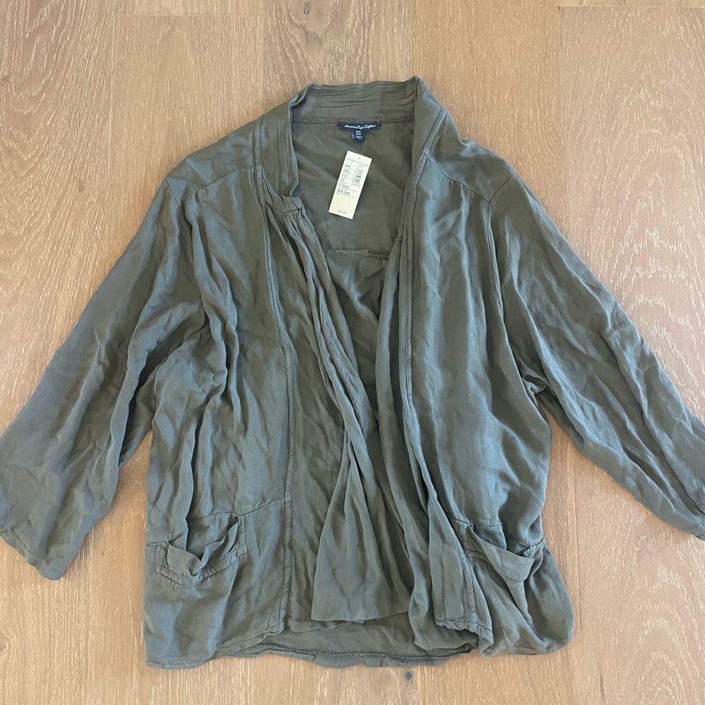 American Eagle Olive Green cargo cardigan